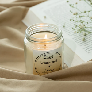 Vela Aromática en Frasco de Ámbar con Aroma a Almizcle Blanco, Fragancia Cálida y Elegante para el Hogar, Ambiente de Lujo, Sanación Espiritual y Energía Tranquila - Product Image 1