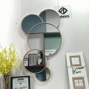 Specchio Decorativo da Parete <span class=keywords><strong>in</strong></span> Vetro Dorato di Lusso Stile Retrò 109x61cm, Decorazione per <span class=keywords><strong>Casa</strong></span> e Ufficio, <span class=keywords><strong>Vendita</strong></span> Diretta dalla Fabbrica - Product Image 2