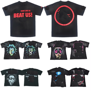 เสื้อยืดสตรีทแวร์ Y2K คุณภาพสูงสำหรับผู้ชาย เสื้อยืดพิมพ์ลายดาวสุดเท่ สไตล์วินเทจ ผลิตจากผ้าฝ้าย 100% แบบสั่งทำพิเศษ - Product Image 1