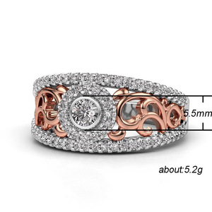 Anello vintage con pietra rotonda cava per donna, design con intarsi scintillanti, eleganti gioielli da festa - Product Image 5