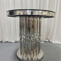 Mesa redonda de acero inoxidable plateado de lujo a precio de fábrica para hoteles, eventos, fiestas y bodas.