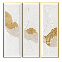 Peinture à l'huile 3D en relief 100% peinte à la main avec feuille d'or texturée, art mural, 3 pièces par ensemble, prête à accrocher pour la décoration du salon et de la maison