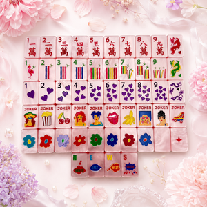 Juego de Mahjong de Lujo con Perlas Rosas, 160 Fichas, Diseño Acrílico con Patrón de Corazón, Bonito Juego de Mesa para Niñas, Colección de Regalo - Product Image 4