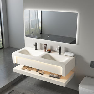 LED inteligente de estilo moderno con piedra de losa de <span class=keywords><strong>roca</strong></span> y tapa de mármol para el hogar, <span class=keywords><strong>lavabo</strong></span> de cerámica, <span class=keywords><strong>lavabo</strong></span>, gabinete, tocador de baño - Product Image 1