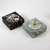 Boîte à bijoux sur mesure en marbre oriental incrusté, boîte de rangement carrée à étages pour coiffeuse, villa, hôtel, bureau, décoration intérieure