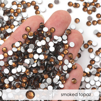 Strass en verre professionnels à dos plat, couleur Café Fumé Topaze, à dos argenté pour application à la colle froide