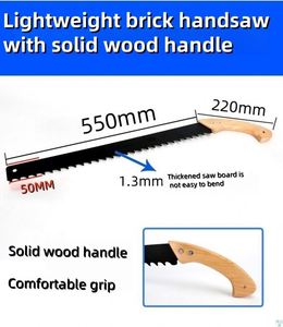 Sierra de mano industrial profesional con mango de madera y dientes de carburo de tungsteno para cortar espuma, hormigón y bloques de cemento - Product Image 5