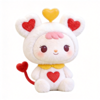 Peluche Mascotte Personnalisée avec Queue Décorée de Cœur Rouge, Jouets en Peluche Personnalisés, Fabricant de Peluches sur Mesure