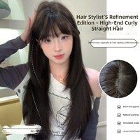 Perruques pour femmes, style élégant et décontracté, couleur thé noir, cheveux raides et longs, style japonais, aspect moelleux et naturel