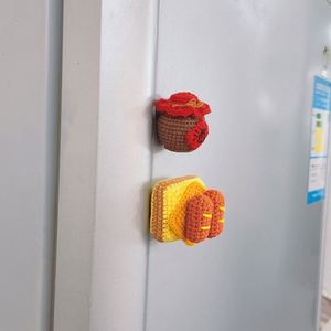 Mini Handmade Knitted Cactus <b>Flower</b> Plush Crochet Potted Plant Fridge Magnet Set Home <b>Decor</b> Factory Direct - Product Image 6