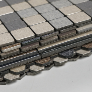 Piccoli mattoni quadrati utilizzati come piastrelle da parete per la parete di fondo, con piastrelle di mosaico in alluminio per soggiorno, sala - Product Image 6