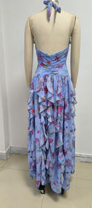 Abiti Lunghi Casual Maxi <span class=keywords><strong>con</strong></span> Schiena Scoperta e <span class=keywords><strong>Spacco</strong></span>, Vestito <span class=keywords><strong>Elegante</strong></span> Estivo da Donna <span class=keywords><strong>con</strong></span> Collo all'Americana, Motivo Floreale e Volant - Product Image 4