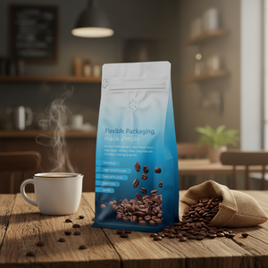 Bolsa de Fondo Plano de Plástico Color Azul <span class=keywords><strong>Mar</strong></span> para Café, con Bolsillo y Cierre de Cremallera para Empaque de Café - Product Image 4