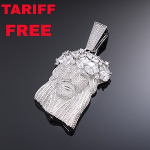 Heißer Verkauf Christlicher Schmuck Bling Bling Iced Out 5A CZ Jesus Gesicht Anhänger Vergoldet Jesus Kopf Charme Unisex Halskette