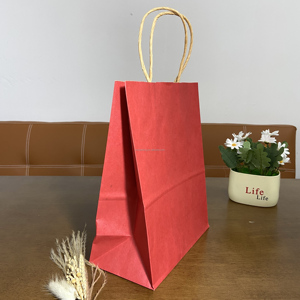 Custom Printed Kraft <b>Paper</b> Packaging Bag Handle <b>Biodegradable</b> Fast Food Takeaway Restaurant Carry for Supermarket Use Promotions - Product Image 4