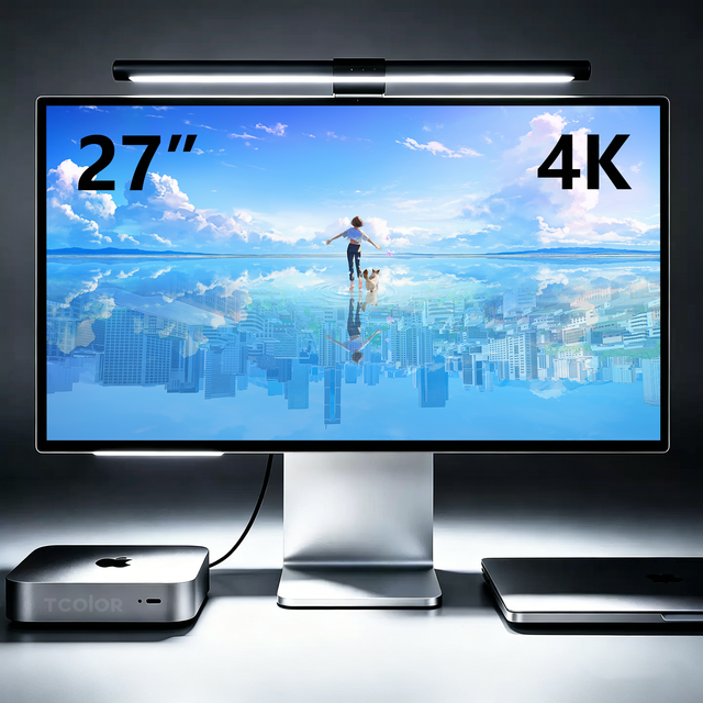 TCOLOR Professional Studio Display 4K Monitor 27 Inch Gaming Monitor IPS Screen Aluminium Frameless Office Monitor with Type-c