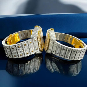 Luxury Two Tone Gold Iced Out VVS Moissanite 36MM 40MM <strong>His</strong> <strong>Her</strong> <strong>Watch</strong> Set Automatic NH35 Movement Bustdown <strong>Watch</strong> for Men - Product Image 4