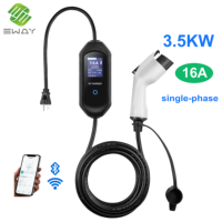 Nouveau chargeur EV portable intelligent de type 1, 3,5 kW, 16 A, IP65, écran LCD de 2,8 pouces, boîte de charge EV mobile pour usage domestique
