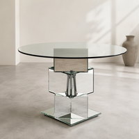 Table à manger ronde moderne de luxe avec plateau en verre trempé pour la maison et l'hôtel