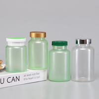 Bouteille d'emballage de compléments vitaminiques en plastique PET vert givré de haute qualité avec bouchon de sécurité pour enfants