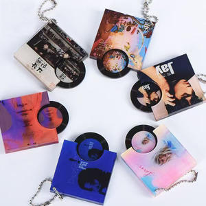 कस्टम उच्च गुणवत्ता वाली विनाइल रिकॉर्ड पेंडेंट कीचेन ने तार के आसपास सजावटी स्टिकर के साथ चौड़ा एक्रिलिक - Product Image 1