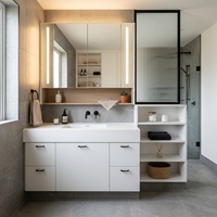 Meuble de salle de bain moderne pour villa et hôtel, vasque suspendue avec lavabo et miroir intelligent, écologique et résistant à l'eau