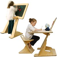 Ensemble table et chaise d'étude multifonctionnel en bois écologique de qualité supérieure, réglable, avec tableau blanc, sans vis, pour l'école - Prix abordable