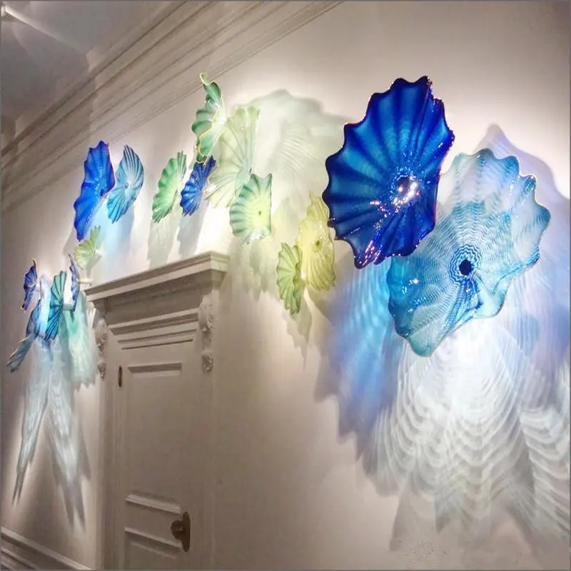 Living Room Bedroom Wall Sconce 100% Handmade Blown Glass Plate Wall Lights