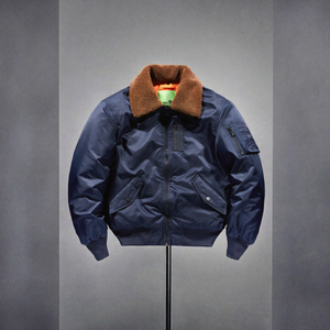 Men's Autumn Bomber <b>Jacket</b> <b>Sherpa</b> <b>Lined</b> Full Zip Eco-Friendly Polyester Shell with Pockets Windproof Casual Outerwear - Product Image 2