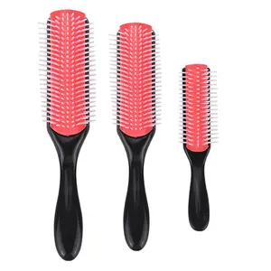 New 9 Rows Detangling Hair Brush Denman Detangler Hairbrush Scalp Massager Straight Curly Wet Hair Comb for Women Men Home Salon