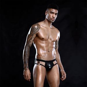 Black Latex <strong>Crotchless</strong> <strong>Panties</strong> Open Crotch Sexy Gay <strong>Men</strong> Underwear - Product Image 3