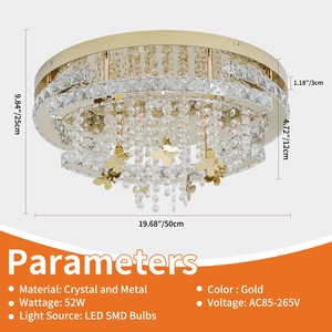 In Stock Modern Elegant Stainless Steel <b>LED</b> Double Layer <b>Crystal</b> <b>Ceiling</b> <b>Light</b> Changeable 3 Colors for Villa Apartment Hotel - Product Image 2