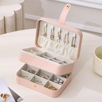 Boîte à bijoux portable miniature créative à 3 étages, couleurs classiques, avec miroir