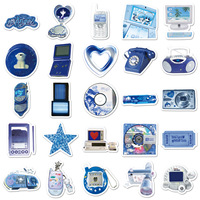 50 pièces Vintage bleu Y2K Ins mode Graffiti autocollants pour bagages téléphone bricolage décor Album Scrapbook autocollant