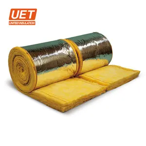 United Insulationグラスファイバー積層アルミ箔紙反射100ミリメートルガラスウール毛布/ロール/フェルト壁断熱