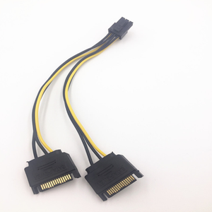 Dual 2 SATA 15 Pin Male untuk Pci-E Express Card 6 Pin Pria Grafis Kartu Video Kabel 20Cm - Product Image 3