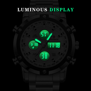 Montre Homme Analogique-Numérique LIGE FB0100 Multifonction 49mm avec Lunette Sportive, Lumière LED, Chronomètre 100 SEC, Montre Décontractée Tendance + Boîte - Product Image 5