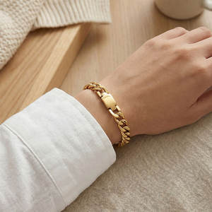 Waterproof Anti Tarnished 316L Stainless Steel Fashion <b>Men's</b> Bracelet & <b>Bangle</b> Engravable Blanks Cuban Link Bracelet For <b>Men</b> - Product Image 2