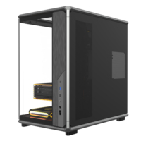 Boîtier PC de bureau Mid-Tower avec panneau en verre trempé panoramique en arc circulaire, cabinet CPU ATX, refroidissement, boîtier d'ordinateur de jeu