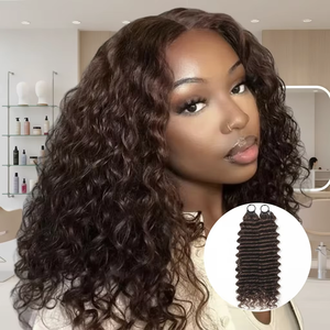 Extensions de cheveux humains en crochet Deep <span class=keywords><strong>Wave</strong></span> vietnamiennes pour le tressage, Deep <span class=keywords><strong>Wave</strong></span> bouclée, sans trame, tresses à effet plume, extensions de cheveux en crochet - Product Image 1