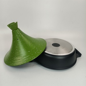 Tagine marocain en aluminium moulé sous pression de 28 cm pour cuisinière à induction, batterie de cuisine antiadhésive, économie d'eau, casserole facile à nettoyer - Product Image 2
