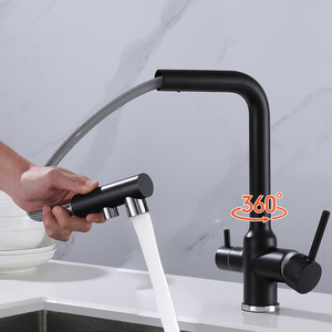Filtro purificador de agua de acero inoxidable de fábrica, <span class=keywords><strong>grifo</strong></span> de cocina negro con rociador extraíble - Product Image 3