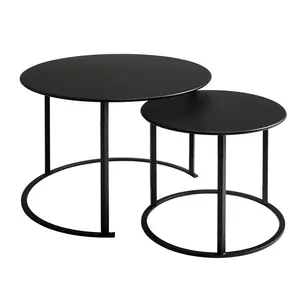 Nordic Design Metal Black Furniture Wrought Iron Round Modern Coffee Tables