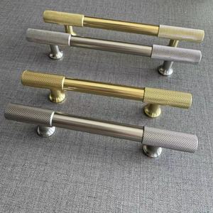 Aluminum Knurled Wardrobe Gold Solid Kitchen Cabinet Drawer <b>Door</b> Pulls <b>Knobs</b> Furniture Handle - Product Image 4