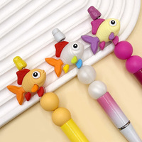 Perles en silicone 3D stéréo en forme de poisson, perles lâches pour stylos à perles, perles de dentition, accessoires de fabrication de bijoux DIY, vente en gros