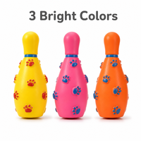Jouet pour chien et chat en silicone en forme de quilles de bowling avec couineur intégré, pour le nettoyage des dents, étanche, anti-anxiété, utilisation intérieure/extérieure