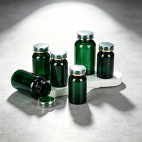 Flacon en plastique PET vert pour pilules, avec bouchon en acrylique à bord doré, vide, pour comprimés, capsules, suppléments de santé, emballage de produits pharmaceutiques