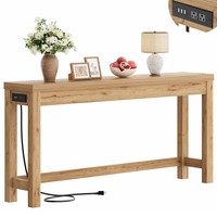 Console moderne de 63 pouces avec rangement pour entrée, salon, couloir, support en bois robuste, montage facile, station de charge 3AC+2USB, hôtel