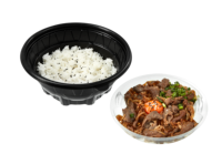 Bol à riz jetable en plastique à 2 couches, conteneur pour restauration rapide de restaurant chinois, boîte à lunch ronde en PET à emporter, emballage alimentaire