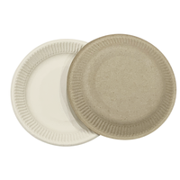 Assiettes en canne à sucre de 7 pouces, écologiques, jetables, en papier, compostables, plats ronds